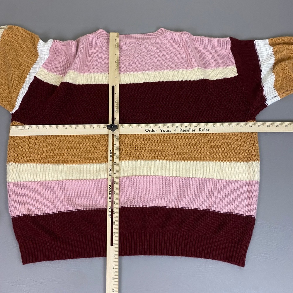 SHEIN CURVE Sweater Plus Women's Size 3XL Multicolored Striped Knit Soft Cozy - Picture 4 of 7